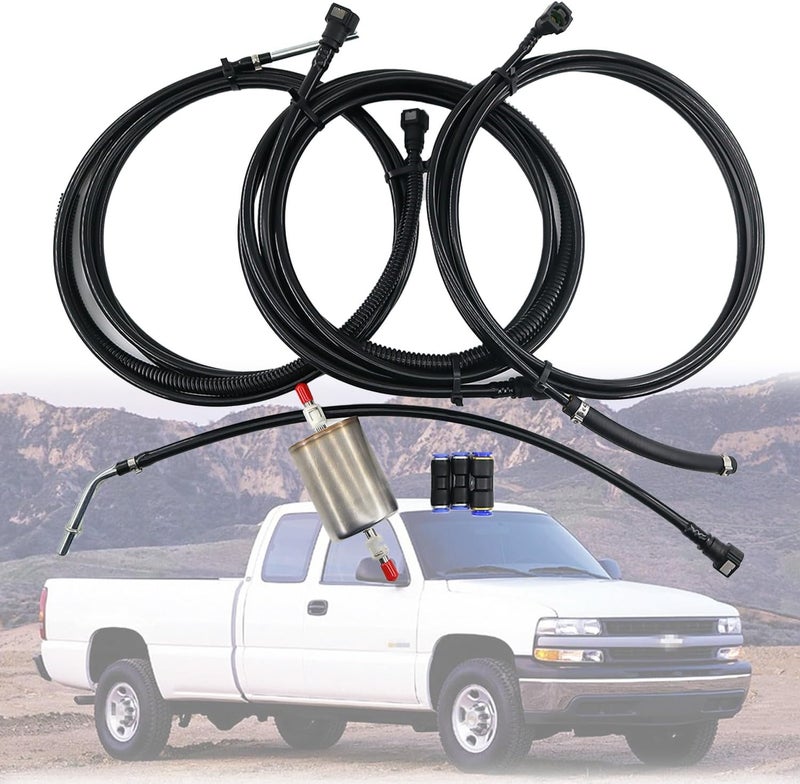 QHHR FL-FG0053 Fuel Lines Kit for 1999-2003 Chevy Silverado 1500 2500 GMC Sierra 1500 Fits 4.8L 5.3L 6L 8.1L Pickup Trucks - Image 1